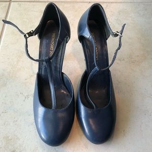 Navy Blue T-strap Heels